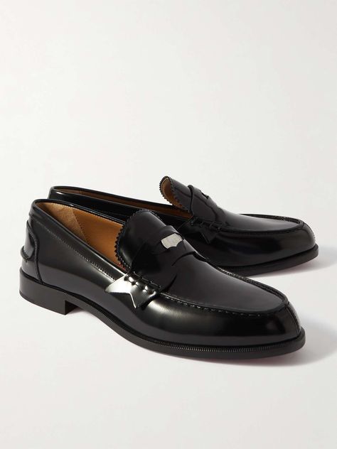 CHRISTIAN LOUBOUTIN Patent-Leather Penny Loafers for Men | MR PORTER