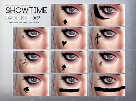 Pralinesims' Showtime Face Kit X2 / N33 Cc Makeup, Sims 4 Tattoos, Sims 4 Cc Eyes, Sims 4 Tsr, Sims Baby, Cc Sims4, The Sims 4 Skin, Makeup Cc, Sims 4 Anime