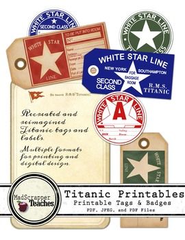 Luggage Tags Printable, Titanic Birthday, White Star Line, Titanic History, Make Stickers, Baggage Tags, Teaching Teachers, Year 5, Unit Study