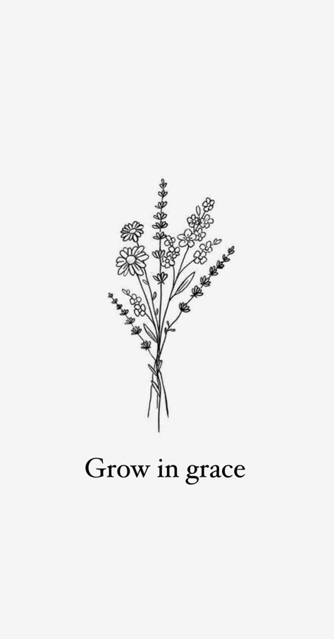 Tattoo Ideas For Happiness, In The Garden Hymn Tattoo, Bible Plant Tattoo, Small Biblical Tattoos Simple, Small Cross Flower Tattoo, Wildflower Tattoo With Words, Small Tattoos For Christians, Bible Verse Flower Tattoo, Give Grace Tattoo