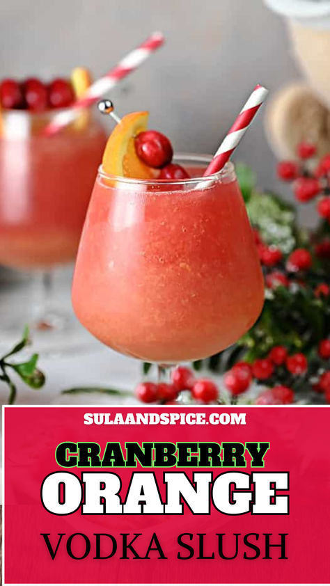 Cranberry Orange Vodka Slush Frozen Cranberry Orange Vodka Slush, Vodka Blended Drinks, Ninja Cocktail Recipes, Vodka And Cranberry Drinks Cocktails, Vodka Slush Recipe Frozen, Cranberry Slush Recipe, Ninja Slushie Recipes Christmas, Recipes Using Vodka, Orange Vodka Cocktails