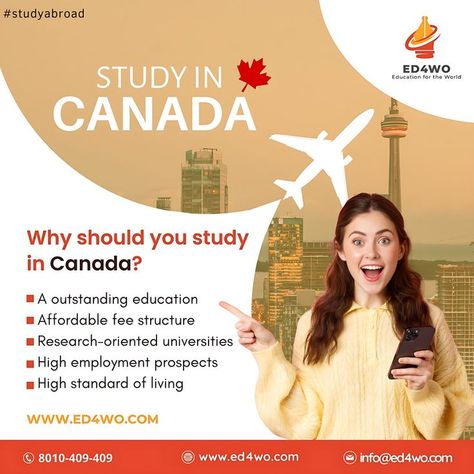 Canada is a popular destination for Indian students🍁 Study In Canada, Education Poster Design, Digital Marketing Quotes, Visa Canada, Graphic Design Books, Happy Janmashtami, Tuition Fees, Cover Art Design, Go Off