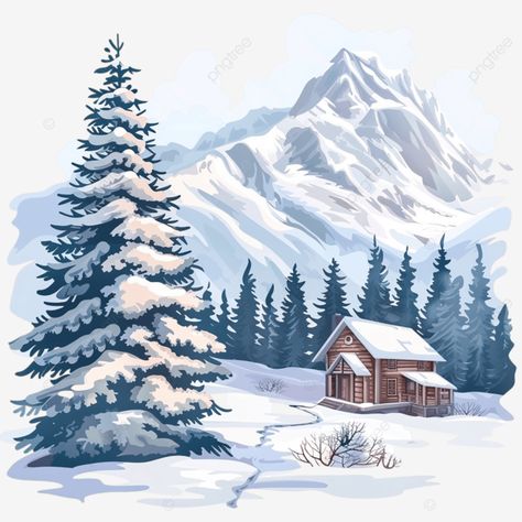 winter scene with snow with pine trees and rural house in the mountains landscape house winter png Png Landscape, Snowy Pine Trees, House In The Mountains, Xmas Images, Drawing 101, Landscape House, Winter Png, Winter Szenen, Rural House