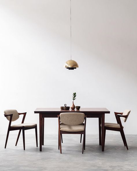 Kai Kristiansen Chair, Vintage Scandinavian Furniture, Danish Dining Table, Kai Kristiansen, Rattan Dining, Home Layout, Melbourne House, Rattan Dining Chairs, Vintage Scandinavian