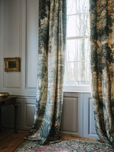 Textiles | Wallpapers | Tapestries | Watts of Westminster Luxury Drapery, Tapestry Wallpaper, French Castle, Chateaux Interiors, Tapestry Curtains, Whimsical Home, Blue Curtains, Cabin Design, Medieval Castle