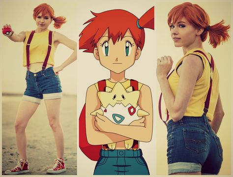 Cosplay Of Misty<3 Ash And Misty Costume, Misty Costume, Female Cosplay Ideas, Misty Cosplay, Misty From Pokemon, Ash And Misty, Pokemon Cosplay, Cute Cosplay, Diy Halloween Costumes