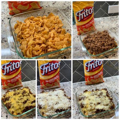 Meals With Fritos, Taco Bake Fritos, Frito Casserole Beef Taco Bake, Easy Taco Ideas, Taco Frito Casserole, Taco Bake With Fritos, Frito Taco Bake, Fritos Recipe, Doritos Bake