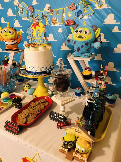 Disney Pixar Birthday Party Ideas, Pixar Theme Birthday Party, Pixar Birthday Party Ideas, Pixar Party Ideas, Pixar Birthday Party, Pixar Cake, Pixar Birthday, Joshua Birthday, Pixar Party