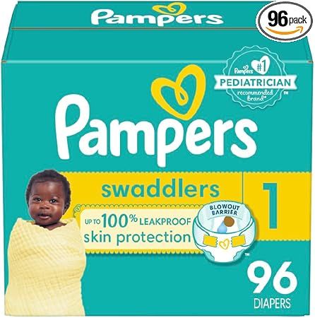 A package of Pampers Swaddlers Diapers, Size 1, 96 count, ultra-soft disposable baby diapers, ideal for everyday use with fast delivery options. A Blowout, Pampers Swaddlers, Baby Shampoo, Baby Gift Sets, Baby Wipes, Baby Skin, Baby Care, Skin Protection, Irritated Skin