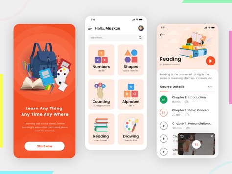 Kids E-learning App - Educational App Kids Learning App, Kids App Design, Kids Learning Alphabet, Kids Learning Apps, Educational Apps For Kids, Mobile App Design Inspiration, Learning Apps, Educational Games For Kids, App Design Inspiration