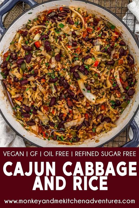 Cajun Cabbage, Fat Free Vegan Recipes, Cabbage And Rice, Monkey And Me, Monkey And Me Kitchen Adventures, Recipes Cabbage, Cabbage Rice, Starch Solution, Wfpb Recipes