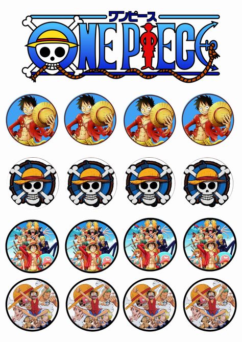 One Piece Cupcake Topper Printable, One Piece Cake Topper Printable, One Piece Cupcake, Chat Wallpaper Whatsapp, One Piece Birthdays, One Piece Theme, One Piece Logo, Wedding Cupcake Toppers, Party Topper