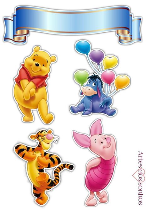 Winnie The Pooh Topper, Winnie Phoo, Printable Cake Toppers, Baby Winnie The Pooh, Diy Cake Topper Birthday, Baby Image, Winnie The Pooh Cake, Mickey Mouse Images, Winnie The Pooh Themes