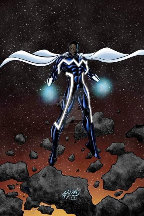 Blue Marvel Comics, Blue Marvel Art, Blue Marvel, Black Superheroes, Superman Artwork, Fantasy Clothes, Epic Hero, Black Comics, Marvel Superhero Posters