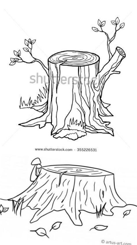 Tree Stump Drawing, Stump Drawing, Enchanted Forest Decorations, Tree Stumps, Tree Carving, Nature Tree, Tree Drawing, Tree Stump, Realistic Drawings