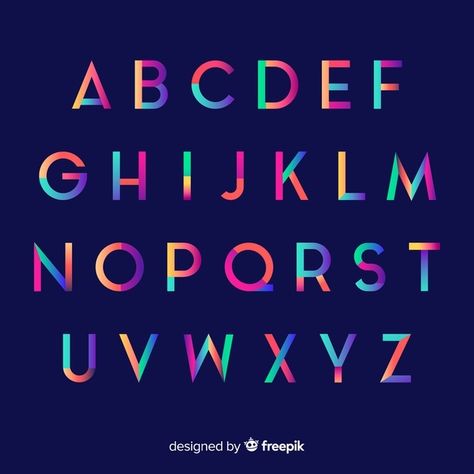 Rainbow Typography, Alphabet Templates, Colorful Gradient, Rainbow Gradient, Displaying Collections, Vector Photo, Premium Vector, Graphic Resources, Alphabet