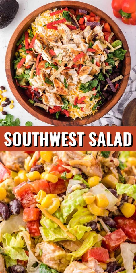 Midwestern Taco Salad, Nashville Hot Salad, Salad Mexican Recipes, Southwest Chicken Salad Dressing, Salad For Mexican Meal, Southwest Taco Salad, Southwest Recipes Main Dishes, Tex Mex Salad Recipes, Chick Fil A Southwest Salad