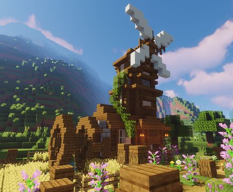 Minecraft Water Wheel, Windmill Water, Cute Minecraft Houses, Amazing Minecraft, How To Play Minecraft, Water Wheel, Minecraft Designs, Water Tower, Minecraft Houses