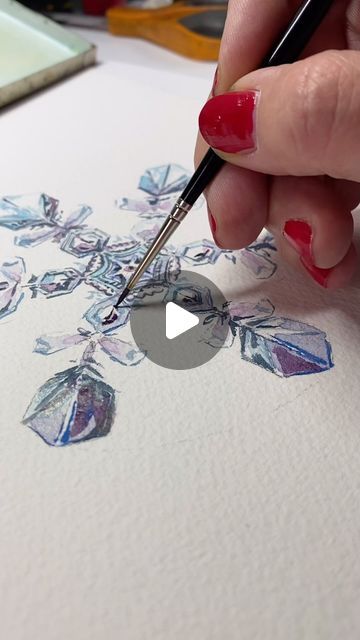 Sandy Allnock | Artist on Instagram: "Inspired by 1/8th inch of snow last night 🥶 #snowflake #watercolor #watercolourpainting #danielsmithartistsmaterials" Watercolor Snowflake Art, Snowflake Watercolor, Watercolor Snowflake, Sandy Allnock, Snowflakes Art, Watercolor Paintings Easy, January 12, Artist On Instagram, Watercolour Painting