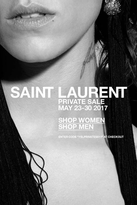 Private Sale Invitation, Saint Laurent Invitation, Saint Laurent Branding, Sale Campaign Design, Saint Laurent Poster, Fashion Event Poster, Show Invitation Design, Sale Typography, Fashion Sale Poster