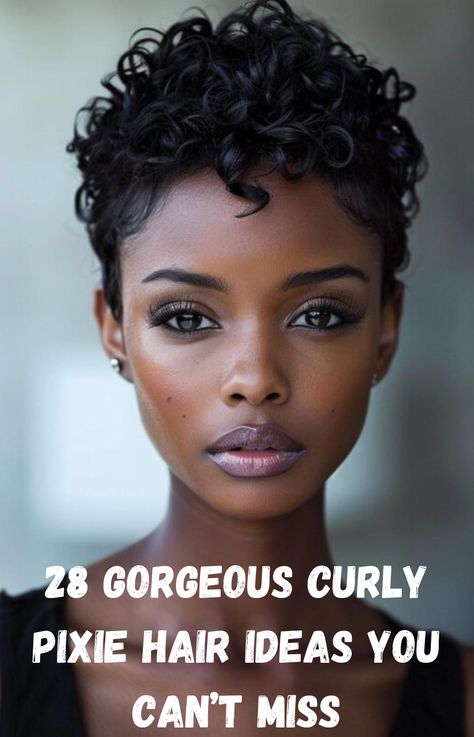 Transform your look with these 28 gorgeous curly pixie haircuts that are guaranteed to turn heads. From edgy asymmetrical designs to voluminous, tousled curls, this collection offers something for everyone. Explore these unique styles and embrace a haircut that’s as bold and dynamic as you are. Curly Pixie Haircut Black Women, Pixie Curly Haircuts, Short Haircuts For Curly Hair Women, Short Fine Curly Hair, Curly Pixie Cuts Naturally, Very Short Curly Haircuts, Edgy Curly Haircut, Curly Pixie Cuts Black Women, Short Haircut For Curly Hair