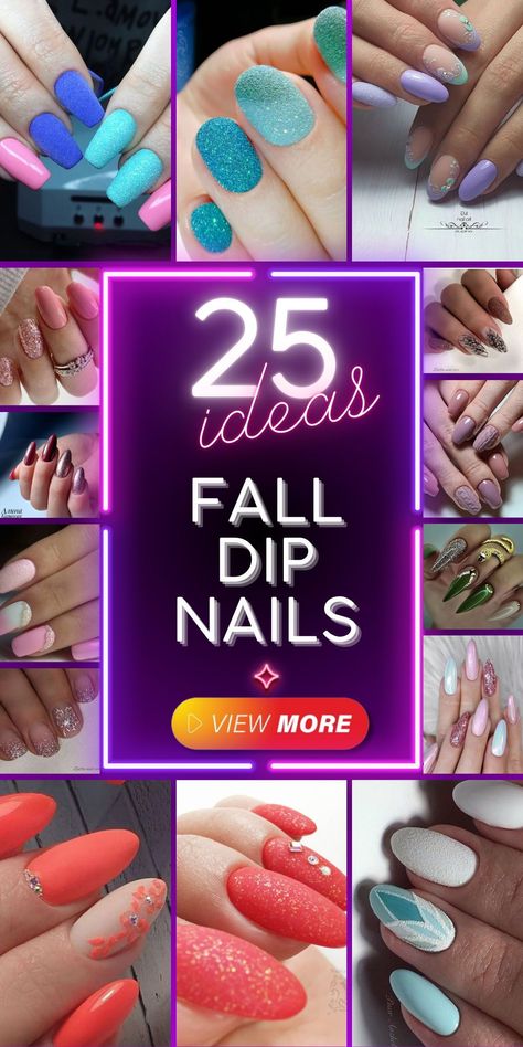 Embrace the latest fall dip nails with creative and simple ideas. Almond-shaped nails look stunning with matte finishes in green or dark red. Short square nails can be enhanced with pretty patterns or OPI's fall colors. For a unique look, try chrome or navy blue shades. These designs are perfect for any nail shape and offer easy, trendy options for early fall. Prices depend on complexity and materials used. September Powder Dip Nail Ideas, Blue Dip Nails Ideas, Dip Polish Nail Designs, Fall Powder Dip Nail Colors, November Dipped Nails Ideas, Dip Powder Nails Short Almond, Fall Manicure Dip Powder, Short Nail Designs Dip Powder, Dip Nail Design Ideas