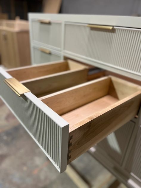 Custom Built to Order Bathroom Vanity, Reeded Fronts, Maple Dovetail Drawers Softclose. - Etsy Fluted Wood Vanity Bathroom, Reeded Cabinets Bathroom, Reeded Cabinet Door, Reeded Cabinets, Fluted Cabinets, Fluted Bathroom Vanity, Fluted Bathroom, Reeded Vanity, Painted Bathroom Vanity