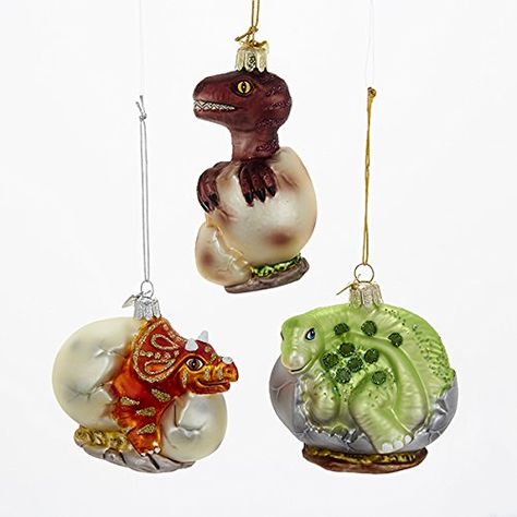 Kurt Adler Noble Gems Dinosaur Eggs Glass Ornament Set Glass Dinosaur, Dinosaur Christmas Ornament, Dinosaur Christmas Tree, Dinosaur Ornament, Types Of Christmas Trees, Seasonal Wall Decor, Chic Christmas Decor, Designer Names, Dinosaur Eggs