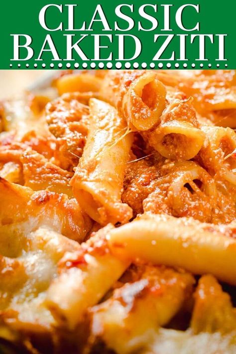 Bake Ziti, Meatless Baked Ziti, Classic Baked Ziti, Sweet Tomato Sauce, Baked Ziti With Ricotta, Baked Penne Pasta, Sip And Feast, Rigatoni Recipes, Easy Baked Ziti