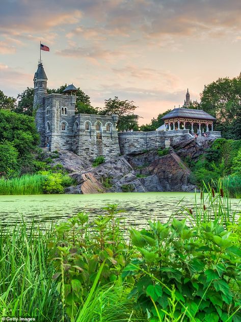 Belvedere Castle Central Park, Belvedere Castle, New York City Central Park, Sunrises And Sunsets, Turtle Pond, Travel America, Central Park Nyc, Sunset Color, European Castles