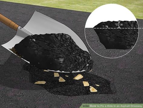 How to Fix a Hole in an Asphalt Driveway: 10 Steps (with Pictures) Asphalt Repair, Crushed Limestone, Driveway Repair, Asphalt Driveway, Concrete Driveways, Poured Concrete, Mineral Spirits, Diy Home Repair, Dream Spaces