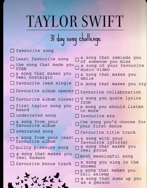 31 day challange where you can pick! 31 Day Song Challenge, 31 Day Challenge, Taylor Songs, Song Challenge, Least Favorite, Day Challenge, 31 Days, Make You Cry, Lyric Quotes