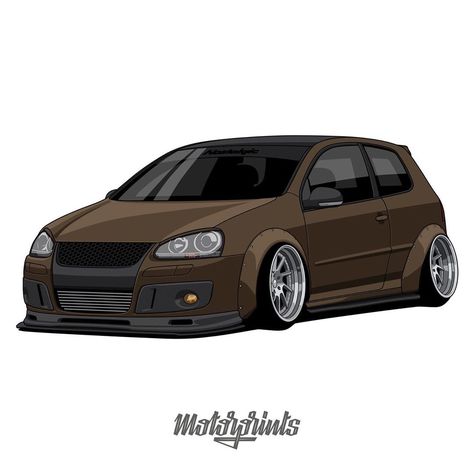 MotorPrints on Instagram: “Volkswagen Golf GTI Mk5 Bagged.  Owner: @djb.mkv  Order illustration of your car! Write me in Direct Message or email. Contact in BIO.…” Jdm Prints, Mini Golf Party, Order Illustration, Street Gang, Golf Cake, Golf Pictures, Vw Art, Automotive Illustration, Golf Mk5