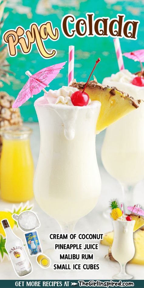 Frozen Pina Colada Recipe Malibu, Pina Colada With Malibu Rum, Pina Colada Bachelorette, Pina Colada Recipe Easy, Best Pina Colada Recipe Frozen, Diy Pina Colada Drink, Coco Lopez Pina Colada, Pena Colada Recipe, Pina Colada Recipe In A Pineapple