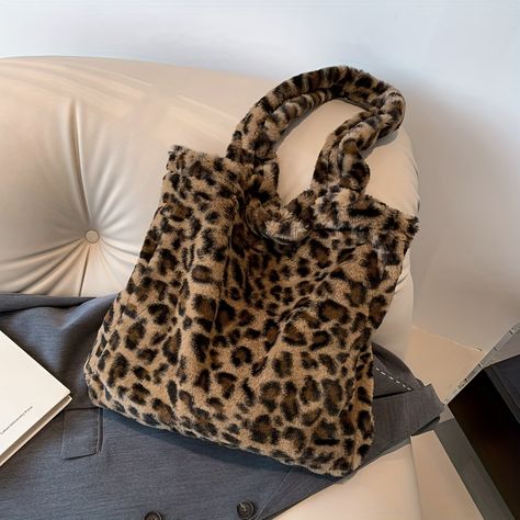 Faster shipping. Better service Shopper Bag Pattern, Fluffy Fabric, Leopard Print Bag, Plaid Backpack, Outfit Inso, Leopard Tote, Leopard Pattern, Shopper Bag, Handle Bag