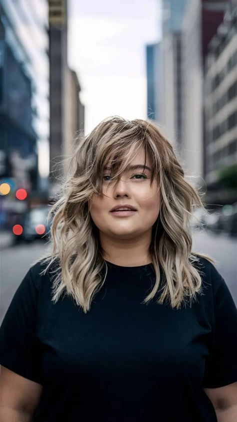 41 Chubby Face Long Hair with Bangs: Flattering Styles & Tips for Round Faces Tips For Round Faces, Round Face Haircuts Long, Round Face Hairstyles Long, Long Hairstyles With Bangs, Medium Haircuts With Bangs, Bob Hairstyles For Round Face, Chubby Face Haircuts, Bangs Wavy Hair, Chubby Face