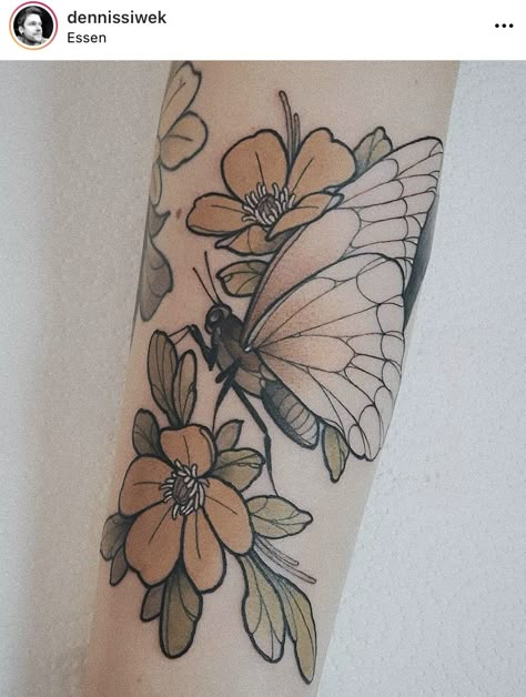 Traditional Butterfly Tattoo, Art Nouveau Tattoo, Nouveau Tattoo, Tattoo Filler, Bug Tattoo, Owl Tattoo Design, Tattoo Apprentice, Painting Tattoo, Neo Traditional