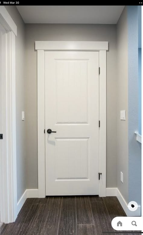 Interior Doors Craftsman, Craftsman Trim Interior Door Casing, Modern Farmhouse Baseboards And Trim, Baseboards And Door Trim Ideas, Door Casing Ideas Moldings Entryway, Wide Trim Baseboards, Modern Door And Window Trim, Trim Work Around Doors, Modern Farmhouse Door Trim