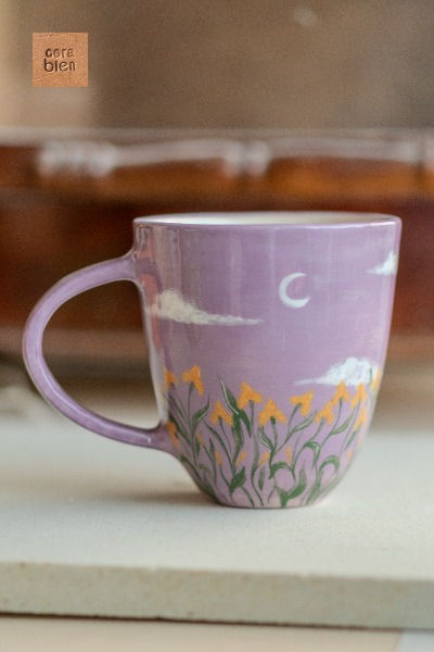 Ceramic mug with yellow flowers and moon artwork
Artisan-crafted purple coffee cup with nature motifs
Unique lavender tea mug with hand-drawn flowers
Custom painted purple mug with crescent moon and clouds
Handmade purple ceramic mug with spring flower pattern
Collectible hand-painted mugs with floral and celestial designs
Artistic purple mug with yellow wildflower illustrations
One-of-a-kind purple mug with hand-painted nature scenery
Purple mug with custom flower and moon design for gift Purple Coffee Mugs, Cute Tea Cups, Lavender Background, Purple Ceramic, Moon Artwork, Diy Pottery Painting, Table Making, Nature Motifs, Drawn Flowers