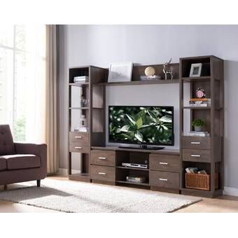 Latitude Run Attina Entertainment Center for TVs up to 65"  Reviews | Wayfair Oak Entertainment Center, 60 Inch Tv Stand, 60 Tv Stand, Tv Stand Wayfair, Oak Tv Stand, Home Entertainment Centers, Solid Wood Tv Stand, Cool Tv Stands, Tv Stand With Storage