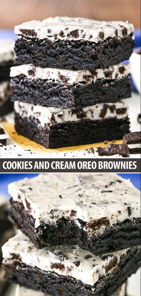 Cookies And Cream Brownies, Fudgy Cookies, Resep Starbuck, Brownie Oreo, Oreo Desserts, Smores Dessert, Coconut Dessert, Oreo Flavors, Brownies Cookies