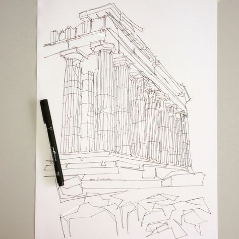 Acropolis of Athens - 1000 Dot to Dor sketch is available via Design N' Construction YouTube channel (Link in Profile) #design#n#and#construction#designnconstruction#acropolis#athens#1000#dot#dottodot#sketch#building#book#inapiration#city#scapes#cityscapes#thomas#pavitte#thomaspavitte#video#steps#inked#pen Parthenon Drawing Architecture, Parthenon Athens Drawing, Greek Collums Drawing, Acropolis Sketch, Pantheon Rome Sketch, Athens Acropolis, Acropolis, Adventure Book, Pen Art