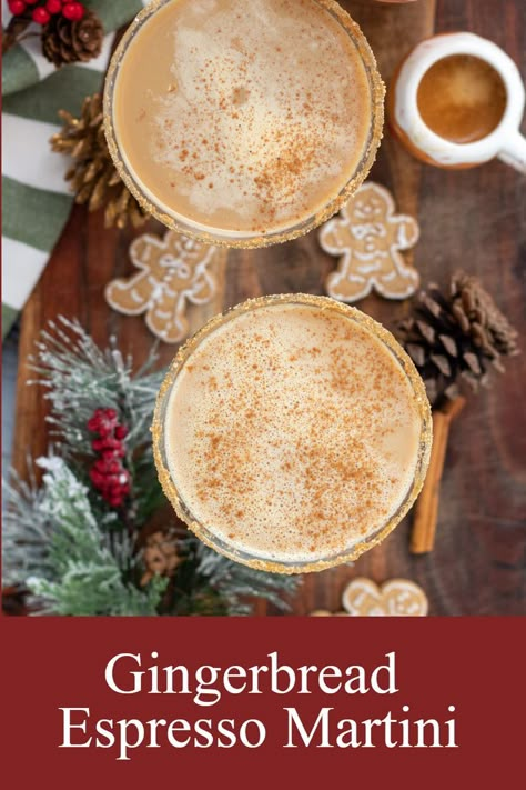 An easy gingerbread espresso martini recipe for Christmas. Espresso Martini With Baileys, Easy Espresso Martini, Easy Espresso, Christmas Cocktail Recipes, Irish Cocktails, Festive Cocktail Recipes, Cocktail Recipes Tequila, Gingerbread Syrup, Espresso Martini Recipe