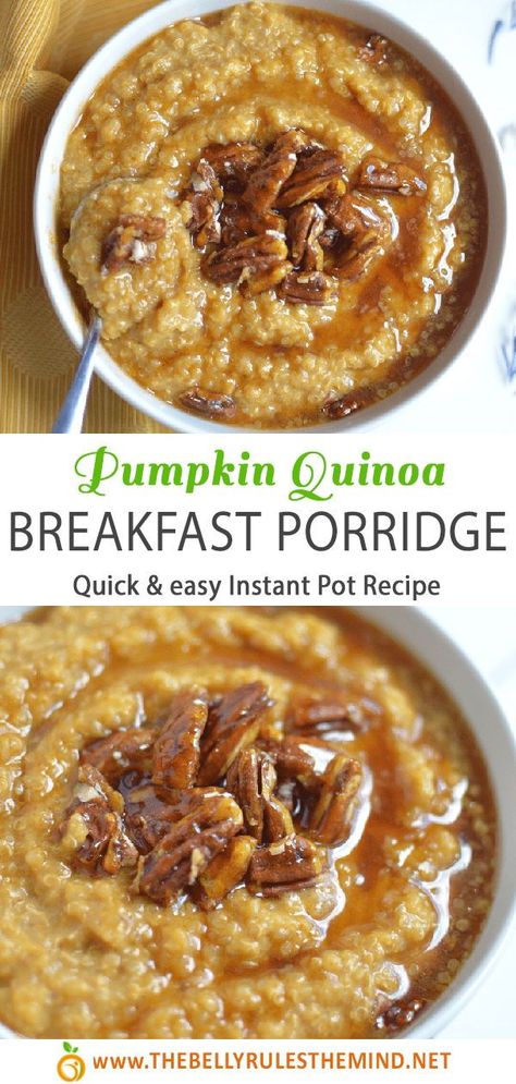 Pumpkin Quinoa Recipes, Pumpkin Quinoa Breakfast, Mind Recipes, Porridge Breakfast, Instant Pot Pumpkin, Quinoa Recipes Breakfast, Instant Pot Quinoa, Pumpkin Quinoa, Quinoa Porridge