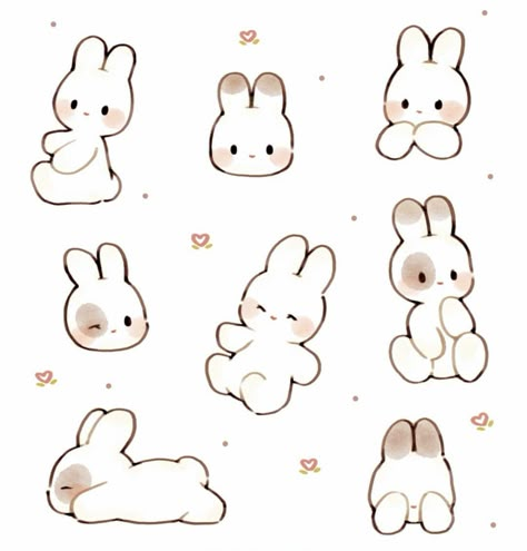 Bunny Illustration Simple, Simple Rabbit Drawing, Bunny Drawing Simple, Bunny Doodles, Bunny Doodle, Chibi Bunny, Fluffy Bunnies, Bunny Illustration, Rabbit Drawing