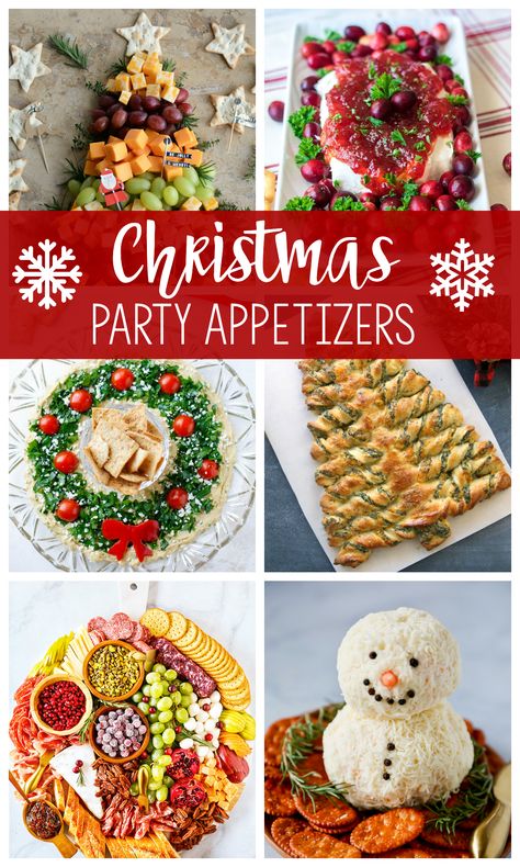 Christmas Appetizers for Your Holiday Parties-These fun party food ideas are perfect whether you are hosting or taking something to a Christmas party this year. Cute, simple appetizers that are perfect for the holidays! #christmasappetizers #partyfood #christmasparties Xmas Eve Food Ideas, Appetizer Recipes Christmas Party, Friendsmas Recipes, Christmas Fun Food Ideas, Snack Ideas For Christmas Party, Xmas Hosting Ideas, Hosting Appetizer Party, Hosting Christmas Party Food, Christmas Eve Hosting Ideas