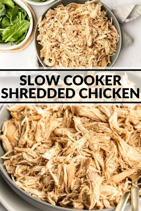 Ww Pulled Chicken, Plain Pulled Chicken Crock Pot, Versatile Crockpot Chicken, Healthy Crockpot Pulled Chicken, Pulled Chicken Freezer Meal, Diethood Recipes Chicken, Shredded Chicken In Slow Cooker, Shredded Recipes Chicken, Crockpot Rotisserie Chicken Breast