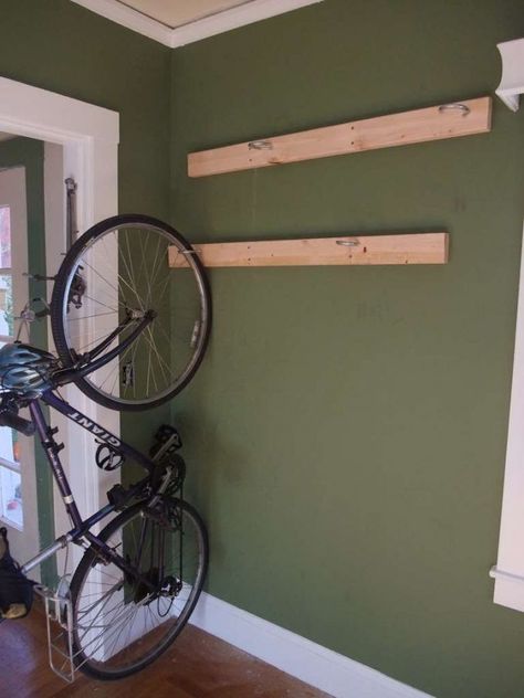 Bike Storage Home, Bike Storage Room, Bike Storage Apartment, Rack Velo, Bike Storage Ideas, Indoor Bike Rack, Vertical Bike Storage, Indoor Bike Storage, Diy Bike Rack