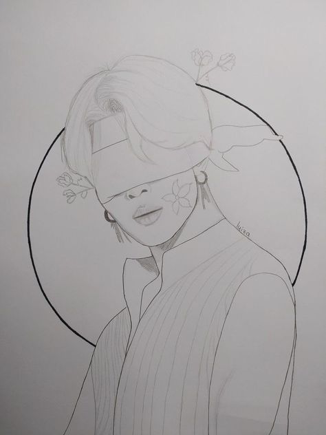 Jimin Blindfold, Jimin Art Pencil, Jimin Sketch Pencil, Jimin Pencil Drawing, Jimin Drawing Pencil, Jimin Drawing Sketch, Park Jimin Drawing, Jimin Drawing, Bts Sketch