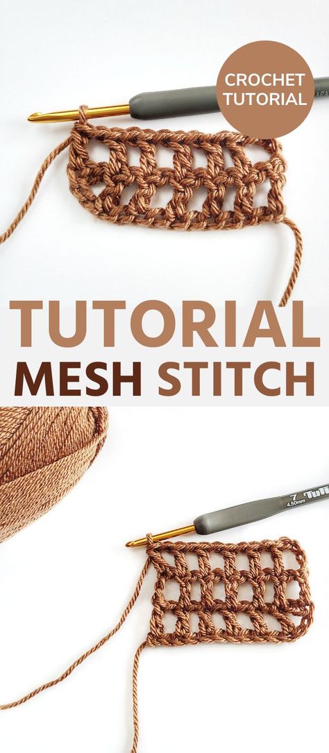 Crochet Mesh Stitch In The Round, Small Mesh Crochet Stitch, Mesh Stitch Tutorial, How To Do A Mesh Crochet Stitch, Crochet Mesh Stitch Diagram, Diy Crochet Mesh Top, How To Crochet Netting, How To Net Crochet, Square Mesh Stitch Crochet